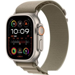Умные часы Apple Watch Ultra 2 LTE 49 мм (титановый корпус, титановый/оливковый, текстильный ремешок размера M)