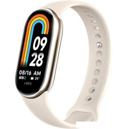 Фитнес-браслет Xiaomi Smart Band 8 (золотистый, с кремовым силиконовым ремешком, международная версия)