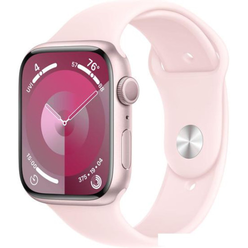Умные часы Apple Watch Series 9 45 мм (алюминиевый корпус, розовый/розовый, спортивный силиконовый ремешок M/L)