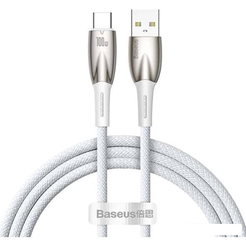 Кабель Baseus Glimmer Series Fast Charging Data Cable USB Type-A - Type-C 100W CADH000402 (1 м, белый)