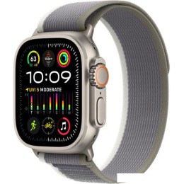 Умные часы Apple Watch Ultra 2 LTE 49 мм (титановый корпус, титановый/серо-зеленый, нейлоновый ремешок размера M/L)
