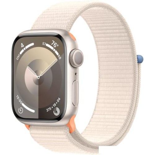 Умные часы Apple Watch Series 9 41 мм (алюминиевый корпус, звездный свет/звездный свет, нейлоновый ремешок)