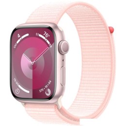 Умные часы Apple Watch Series 9 45 мм (алюминиевый корпус, розовый/розовый, нейлоновый ремешок)