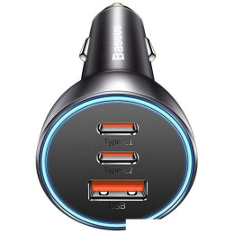 Автомобильное зарядное Baseus Golden Contactor Pro Triple Fast Charger Car Charger 65W CGJP010013 (темно-серый)