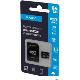 Карта памяти Maxvi microSDHC 64GB Class 10 UHS-I (1) MSD64GBC10V10