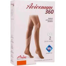 Чулки компрессионные Aries Avicenum 360 с резинкой и открытым носком 9999 (S, long)