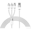 Кабель Baseus One-For-Three Fast Charging Data Cable 3.5A USB Type-A - USB Type-C/microUSB/Lightning (0.5 м, белый)