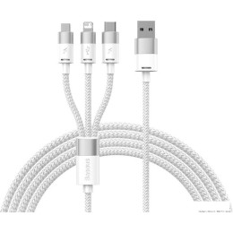 Кабель Baseus One-For-Three Fast Charging Data Cable 3.5A USB Type-A - USB Type-C/microUSB/Lightning (0.5 м, белый)