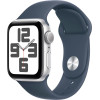 Умные часы Apple Watch SE 2 40 мм (алюминиевый корпус, серебристый/грозовой синий, спортивный силиконовый ремешок M/L)