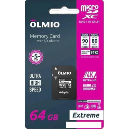 Карта памяти Olmio microSDXC 64GB Extreme UHS-I (U3)