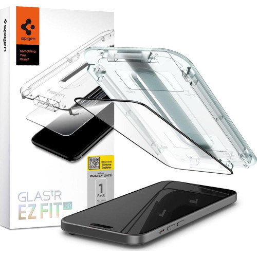 Защитное стекло Spigen Glass TR EZ Fit FC для iPhone 15 Plus AGL06888