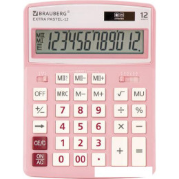 Бухгалтерский калькулятор BRAUBERG Extra Pastel-12-PK 250487 (розовый)