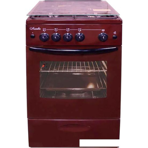 Кухонная плита Лысьва ГП 4к20 МС-2у (коричневый, решетка чугун, стеклянная крышка)