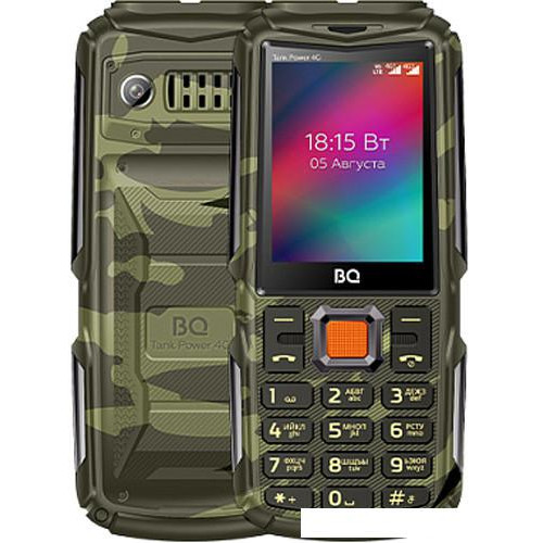 Кнопочный телефон BQ BQ-2410L Tank Power 4G (зеленый камуфляж)