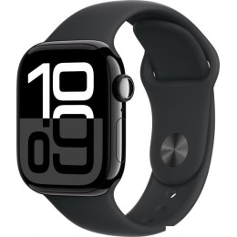 Умные часы Apple Watch Series 10 42 мм (алюминиевый корпус, черный/черный, спортивный силиконовый ремешок S/M)