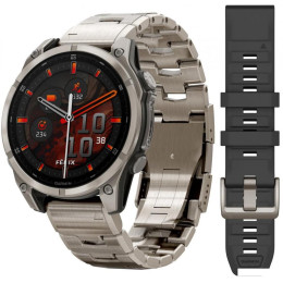 Умные часы Garmin Fenix 8 Sapphire, Titanium 47мм (светло-серый, титановый ремешок)
