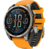 Умные часы Garmin Fenix 8 Sapphire, Titanium 47мм (светло-серый, оранжевый силиконовый ремешок)