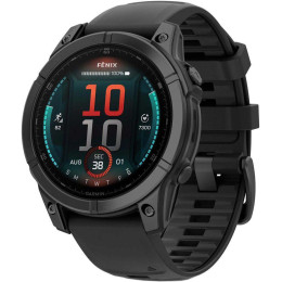 Умные часы Garmin Fenix 8 E 47мм (серая сталь, черный силиконовый ремешок)