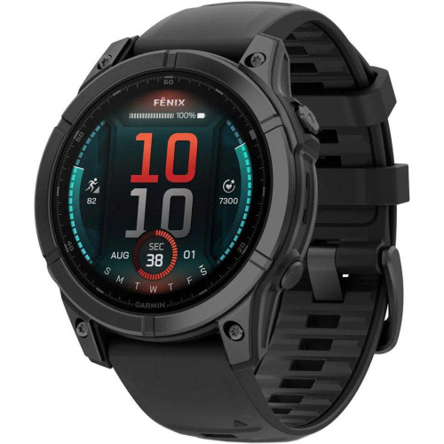 Умные часы Garmin Fenix 8 E 47мм (серая сталь, черный силиконовый ремешок)