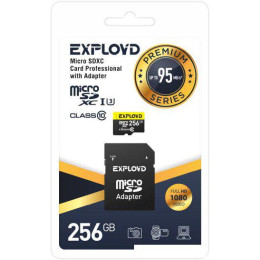 Карта памяти Exployd Premium Series microSDXC 256GB EX256GCSDXC10UHS-1-ELU3 (с адаптером)