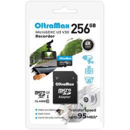 Карта памяти OltraMax Recorder microSDXC 256GB OM256GCSDXC10-U3-V30 (с адаптером)