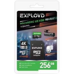 Карта памяти Exployd Vision microSDXC 256GB EX256GCSDXC10-U3-V30 (с адаптером)