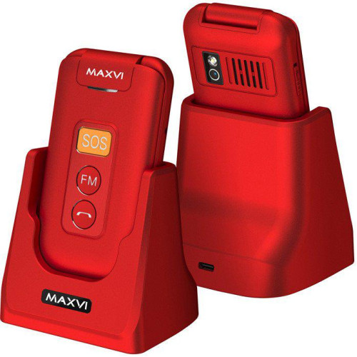Кнопочный телефон Maxvi E5 up (красный)