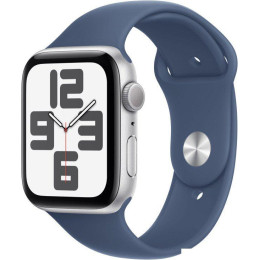 Умные часы Apple Watch SE 2 44 мм (алюминиевый корпус, серебристый/синий деним, спортивный силиконовый ремешок M/L)