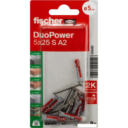 Дюбель-гвоздь Fischer DuoPower 5 x 25 S A2 K NV 535485 (8 шт)