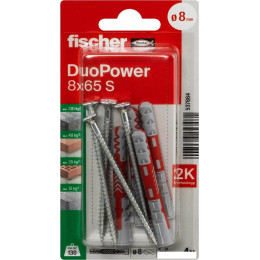Дюбель-гвоздь Fischer DuoPower 8 x 65 S K NV 537664 (4 шт)