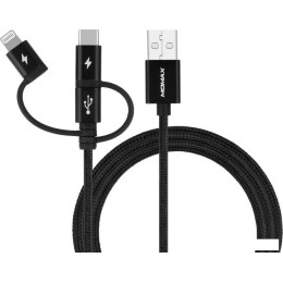 Кабель Momax DX1D OneLink 3-in-1 USB Type-A - Lightning/microUSB/USB Type-C (1 м, черный)