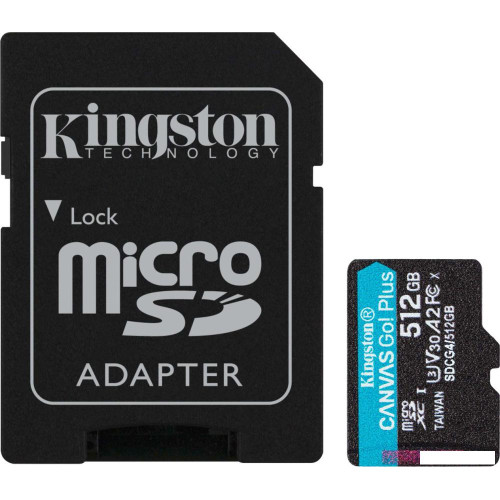 Карта памяти Kingston Canvas Go! microSDXC 512GB SDCG4/512GB (с адаптером)