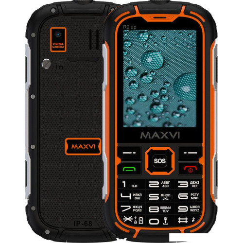 Телефон Maxvi R2 up (черный/оранжевый)