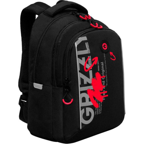 Школьный рюкзак Grizzly RB-452-3f (черный/красный)