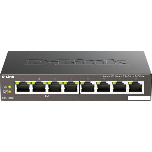 Неуправляемый коммутатор D-Link DGS-1008P/F3A