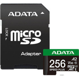 Карта памяти ADATA SPEED PLUS microSDXC 256GB UD256GUI3V30A2SP-RA1 (с адаптером)