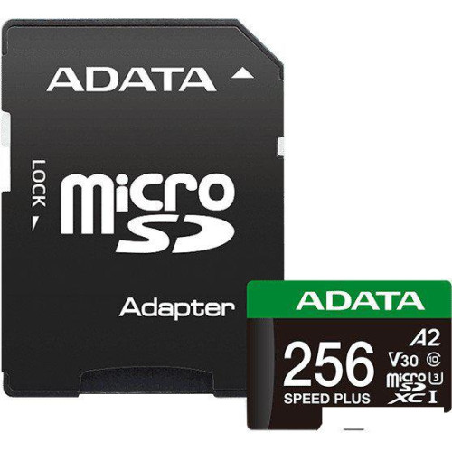 Карта памяти ADATA SPEED PLUS microSDXC 256GB UD256GUI3V30A2SP-RA1 (с адаптером)