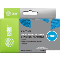 Картридж CACTUS CS-CD972 (аналог HP 920XL (CD972AE))