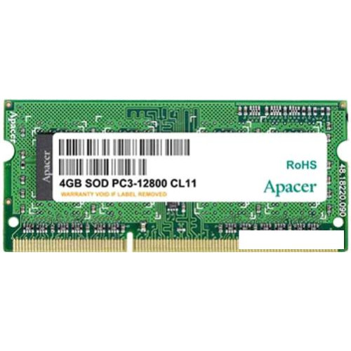 Оперативная память Apacer 4GB DDR3 SO-DIMM PC3-12800 [AS04GFA60CATBGJ]