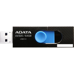 USB Flash A-Data UV320 64GB (черный/голубой)