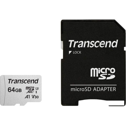 Карта памяти Transcend microSDXC 300S 64GB + адаптер