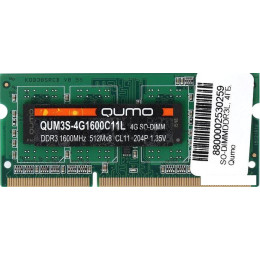 Оперативная память QUMO 4GB DDR3 SODIMM PC3-12800 QUM3S-4G1600C11L