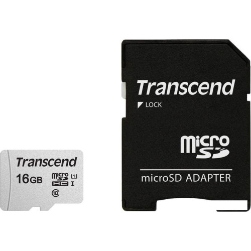 Карта памяти Transcend microSDHC 300S 16GB + адаптер