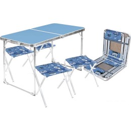 Стол со стульями Nika складной стол влагостойкий и 4 стула ССТ-К2 (голубой)