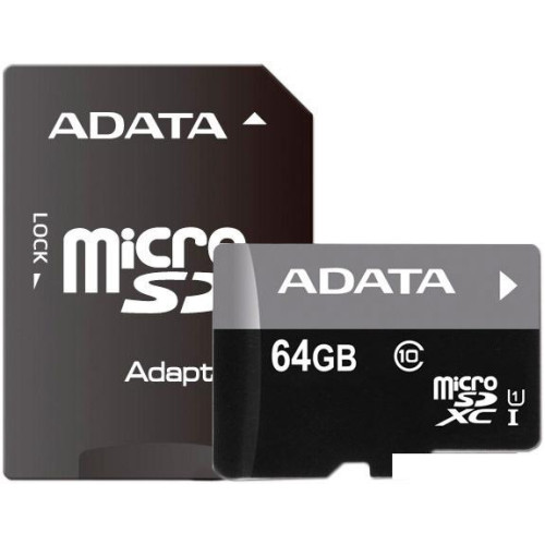 Карта памяти A-Data Premier microSDXC UHS-I U1 Class 10 64GB (AUSDX64GUICL10-RA1)