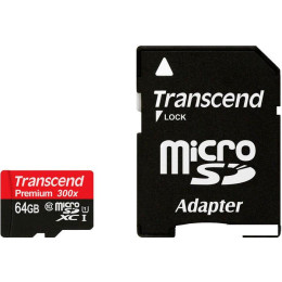 Карта памяти Transcend microSDXC UHS-I 300x Premium (Class 10) 64GB [TS64GUSDU1]