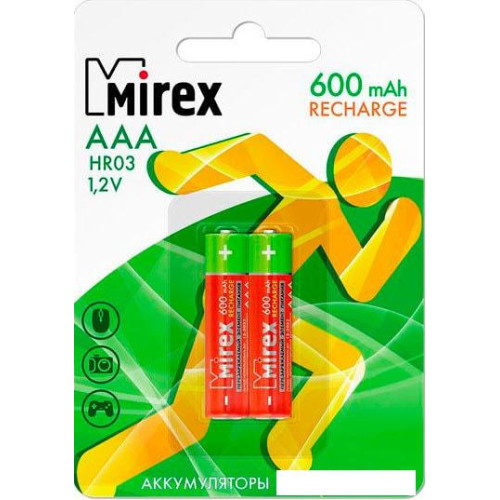 Аккумуляторы Mirex AAA 600mAh 2 шт HR03-06-E2