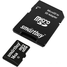 Карта памяти Smart Buy microSDHC SB16GBSDCL10-01LE 16GB (с адаптером)