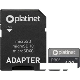 Карта памяти Platinet PMMSDX128UIII 128GB + адаптер