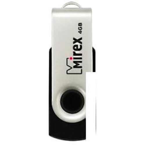 USB Flash Mirex SWIVEL RUBBER BLACK 4GB (13600-FMURUS04)